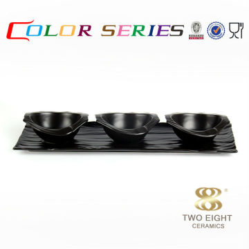 Plain ceramic colorful black stone plates for restaurant